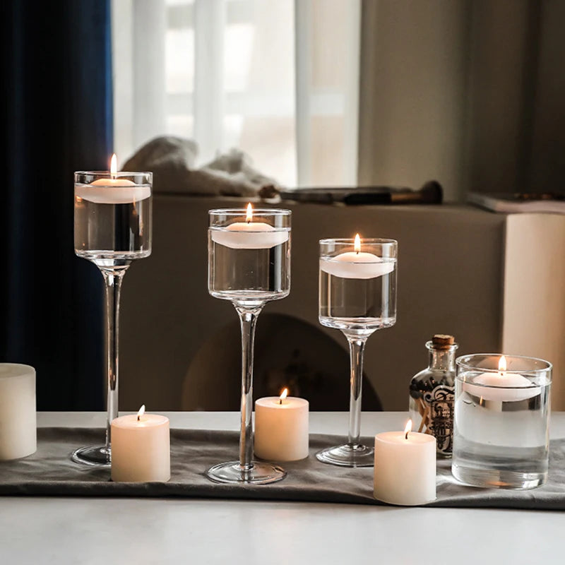 Modern Tall Glass Candle Holders – Sleek & Transparent