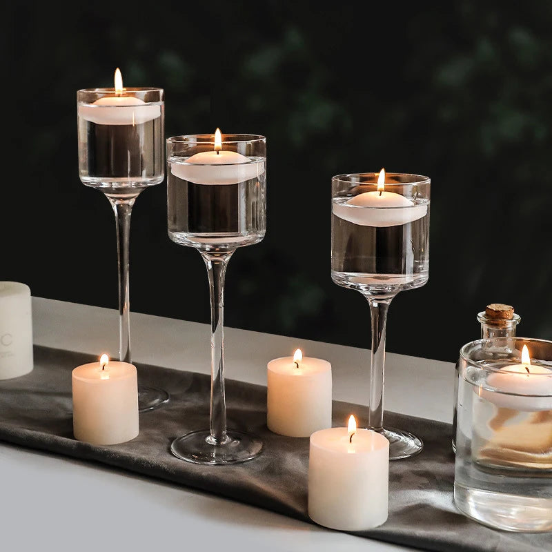 Modern Tall Glass Candle Holders – Sleek & Transparent