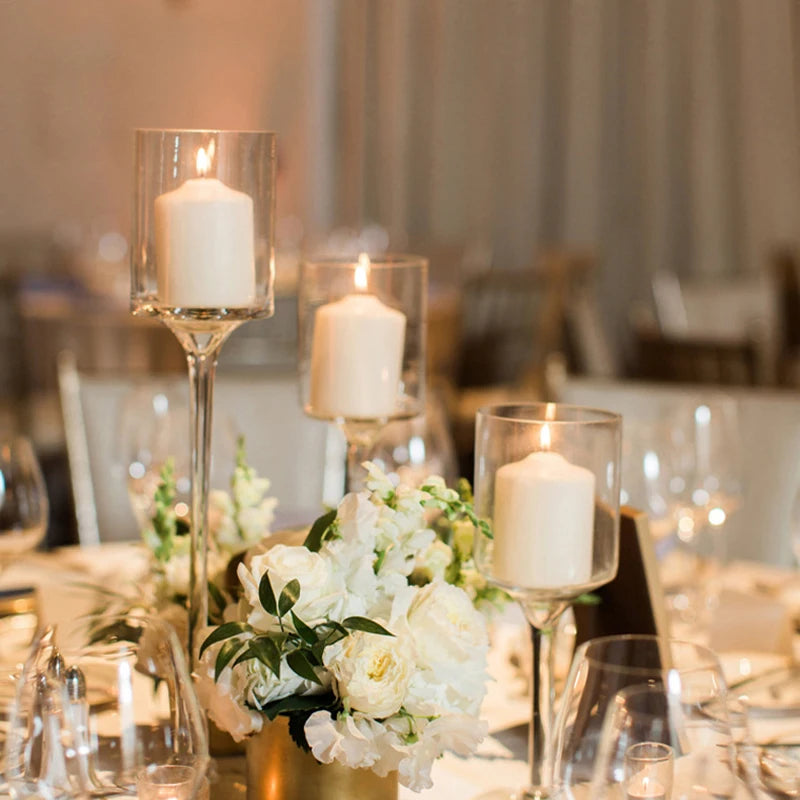 Modern Tall Glass Candle Holders – Sleek & Transparent